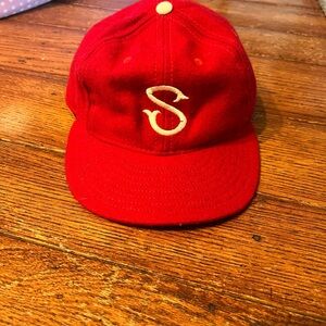 Ebbets Field Flannels Red Cap with White “S”